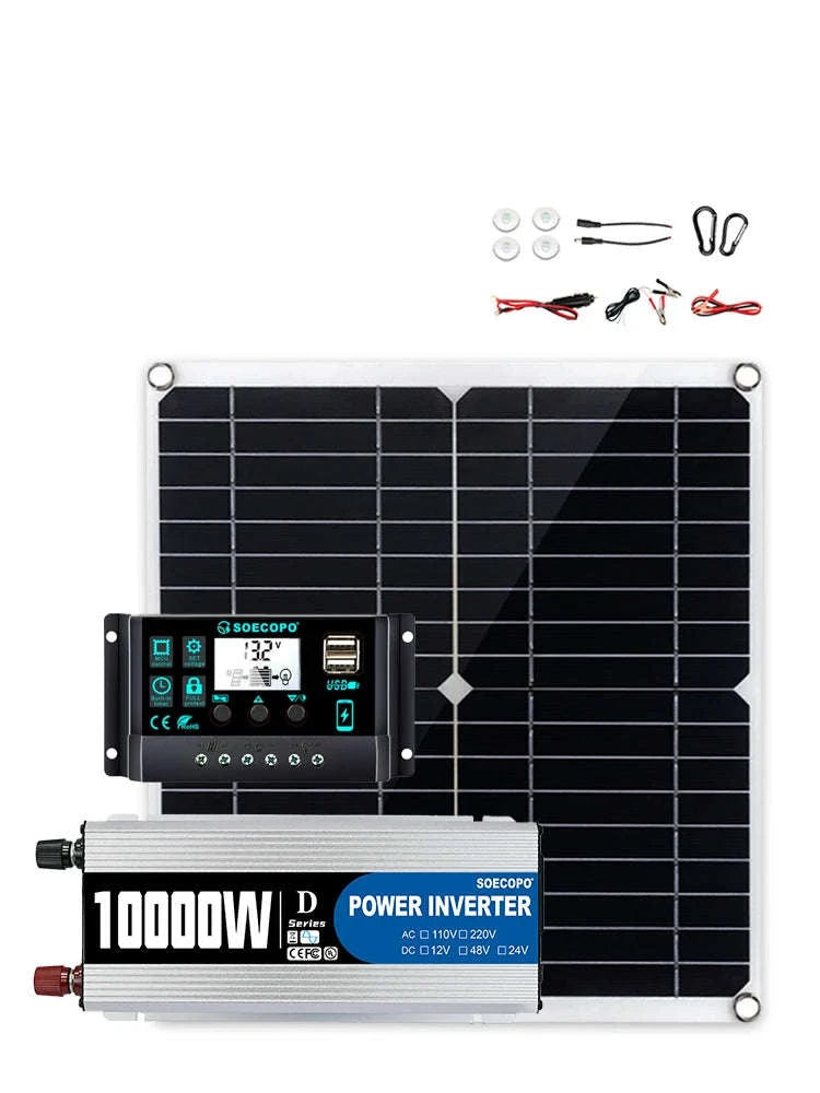 Complete Solar Power Kit 300W Panel, 100A Controller, 12V Inverter-Solar Kit 220V