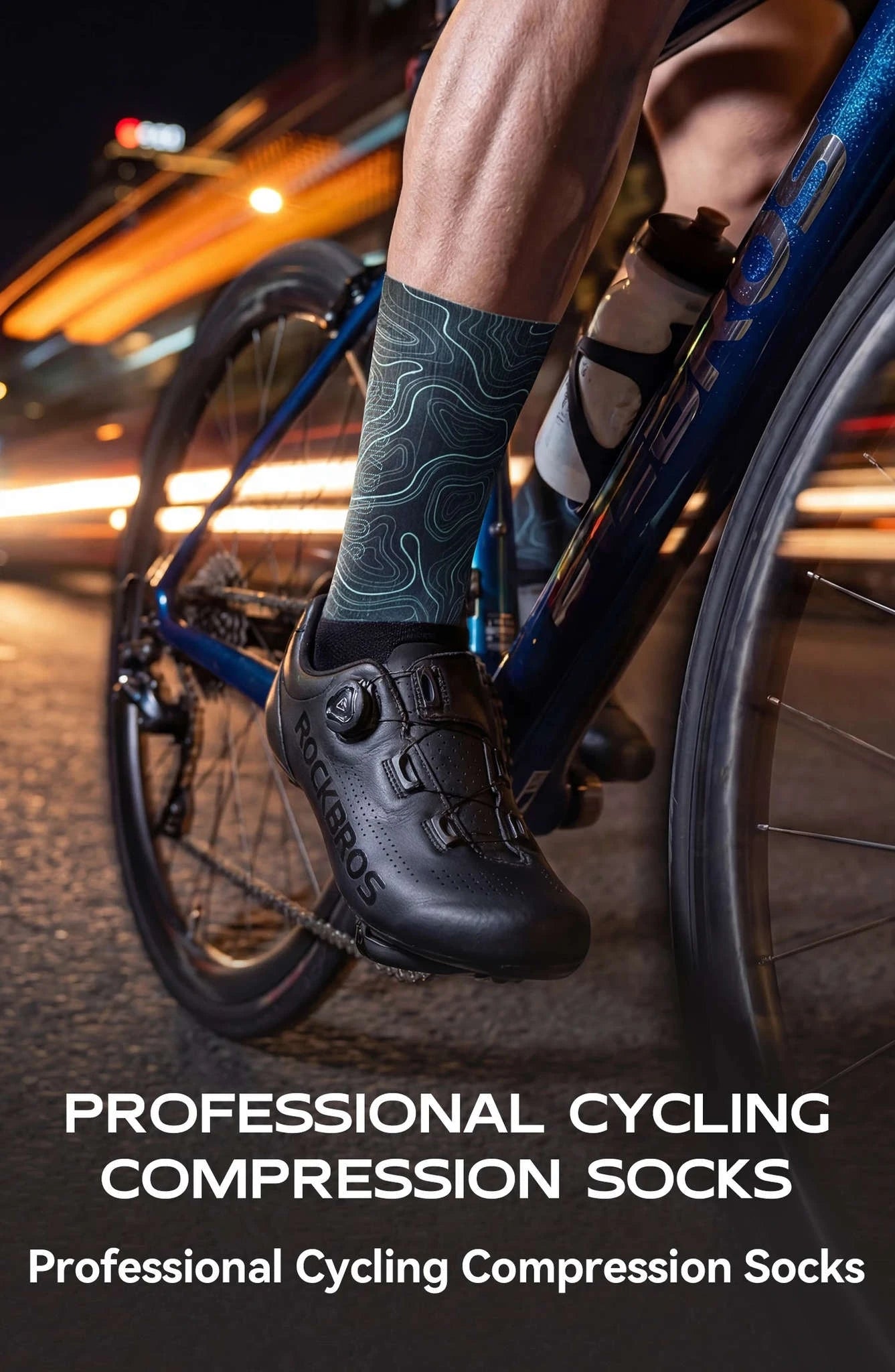 Compression Cycling Socks Knee-High Non-Slip Sports Performance Socks-490065-1 / M(EUR 39-42)