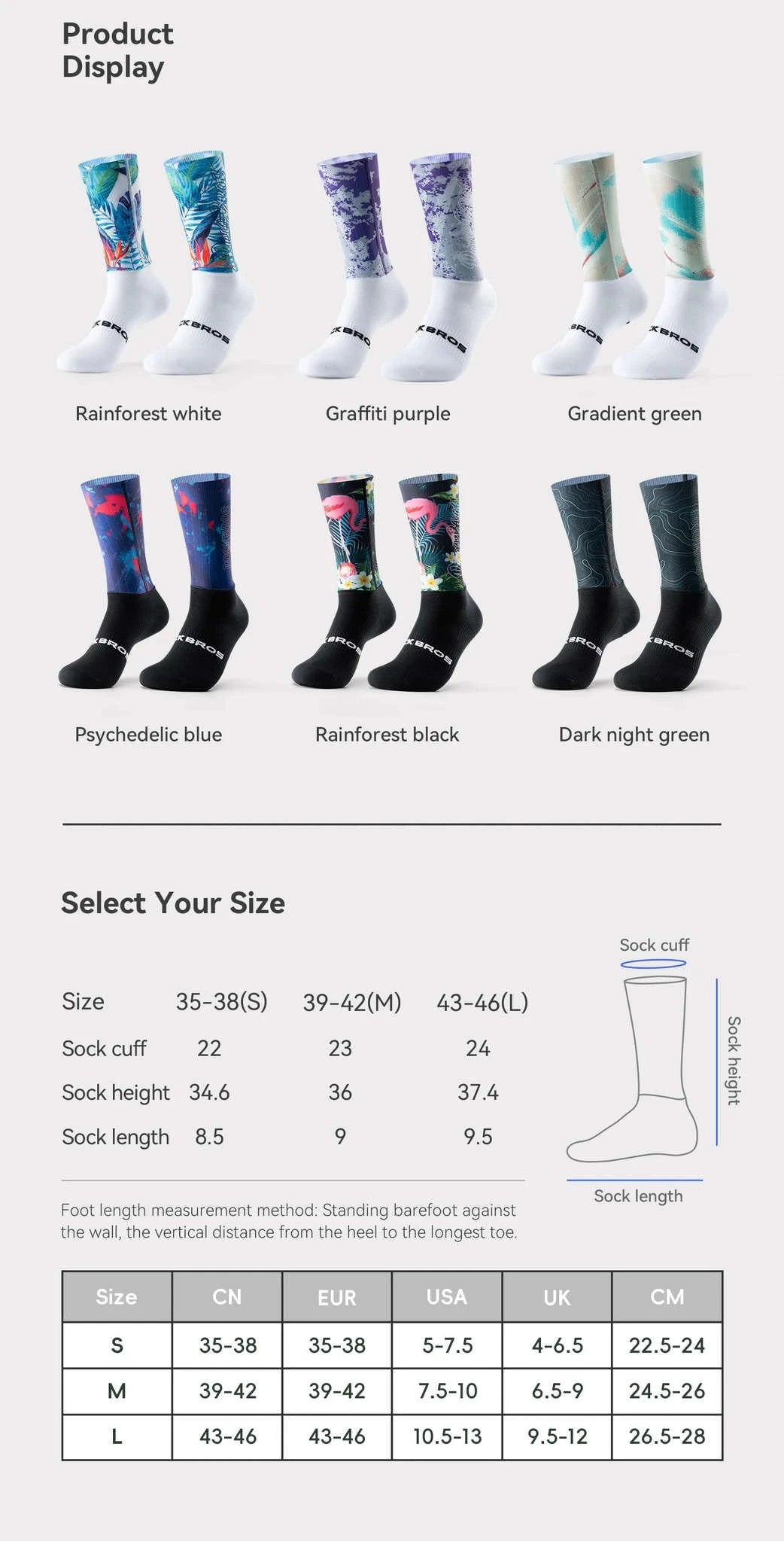 Compression Cycling Socks Knee-High Non-Slip Sports Performance Socks-490065-1 / M(EUR 39-42)