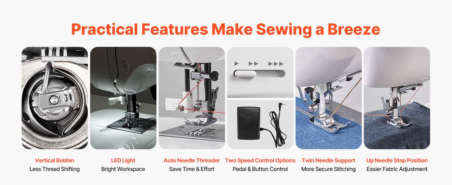 Computerized Sewing Machine with 60 Stitches, LED & Heavy-Duty Frame-42w 60 Patt. / United States