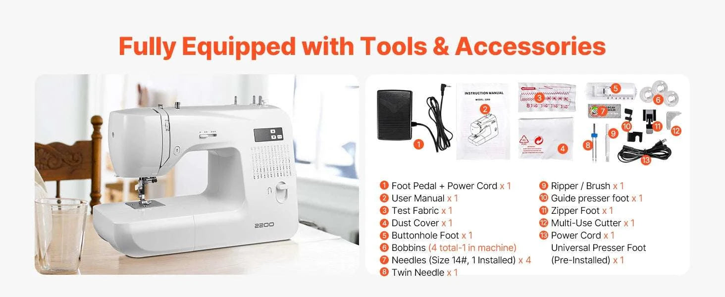 Computerized Sewing Machine with 60 Stitches, LED & Heavy-Duty Frame-42w 60 Patt. / United States