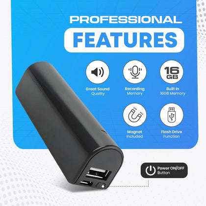 Concealed Voice Recorder Power Bank for Discreet Audio Capture