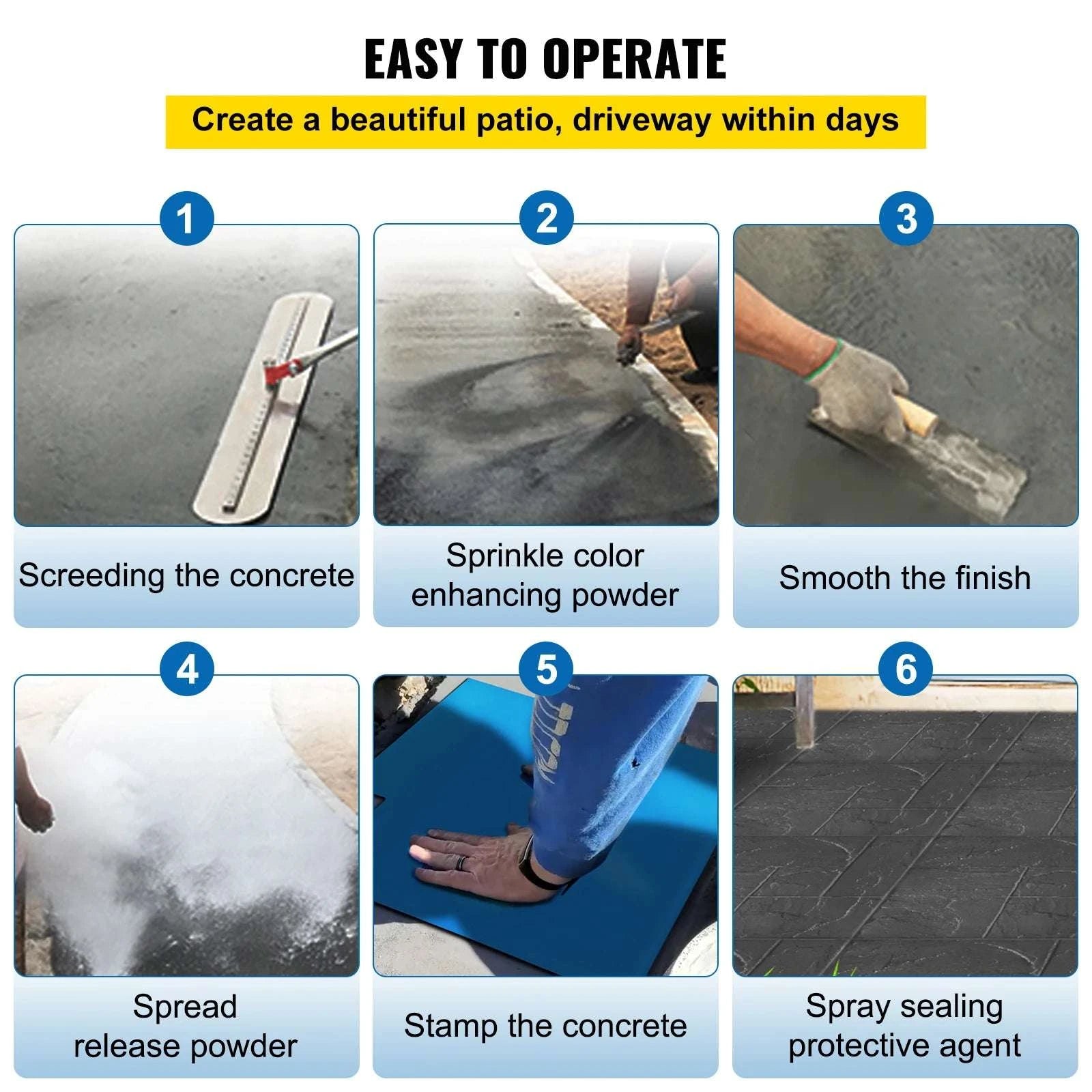 Concrete Stamp Mats 24x24" Set of 4 Stone Texture Skins-United States