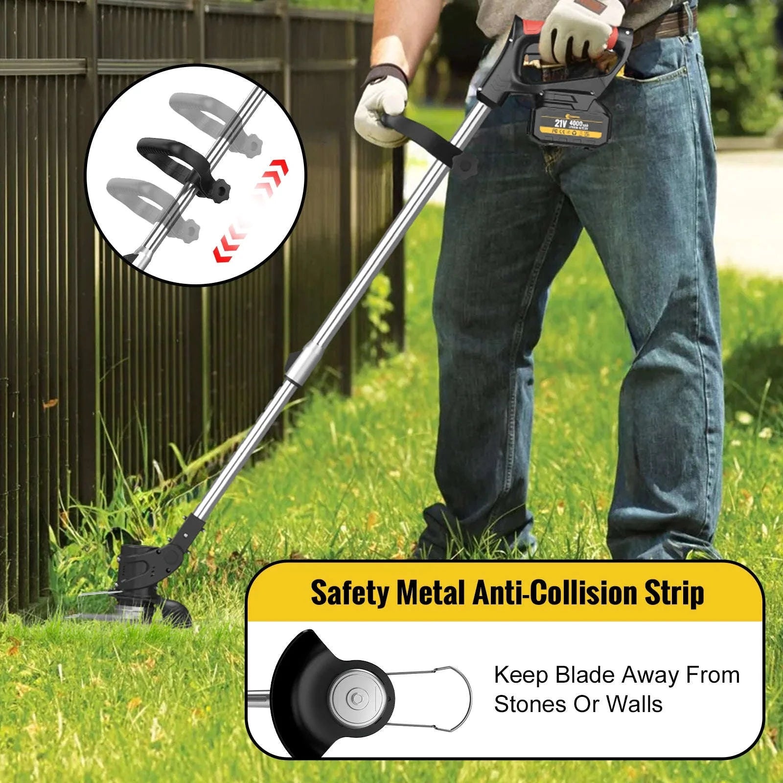 Conentool 24V Cordless Strimmer with Dual Batteries and Blade Set-21V-Green / UK / UNITED KINGDOM
