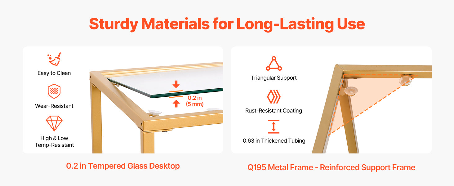 Modern Glass Console Table with Metal Frame, Multi-Tier Storage