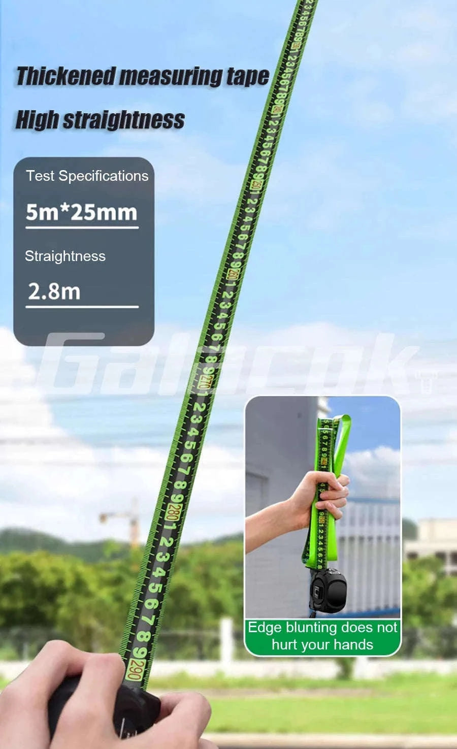 Construction Measuring Tape 3m–10m for Fast, Precise Measuring-Green 5M25mm