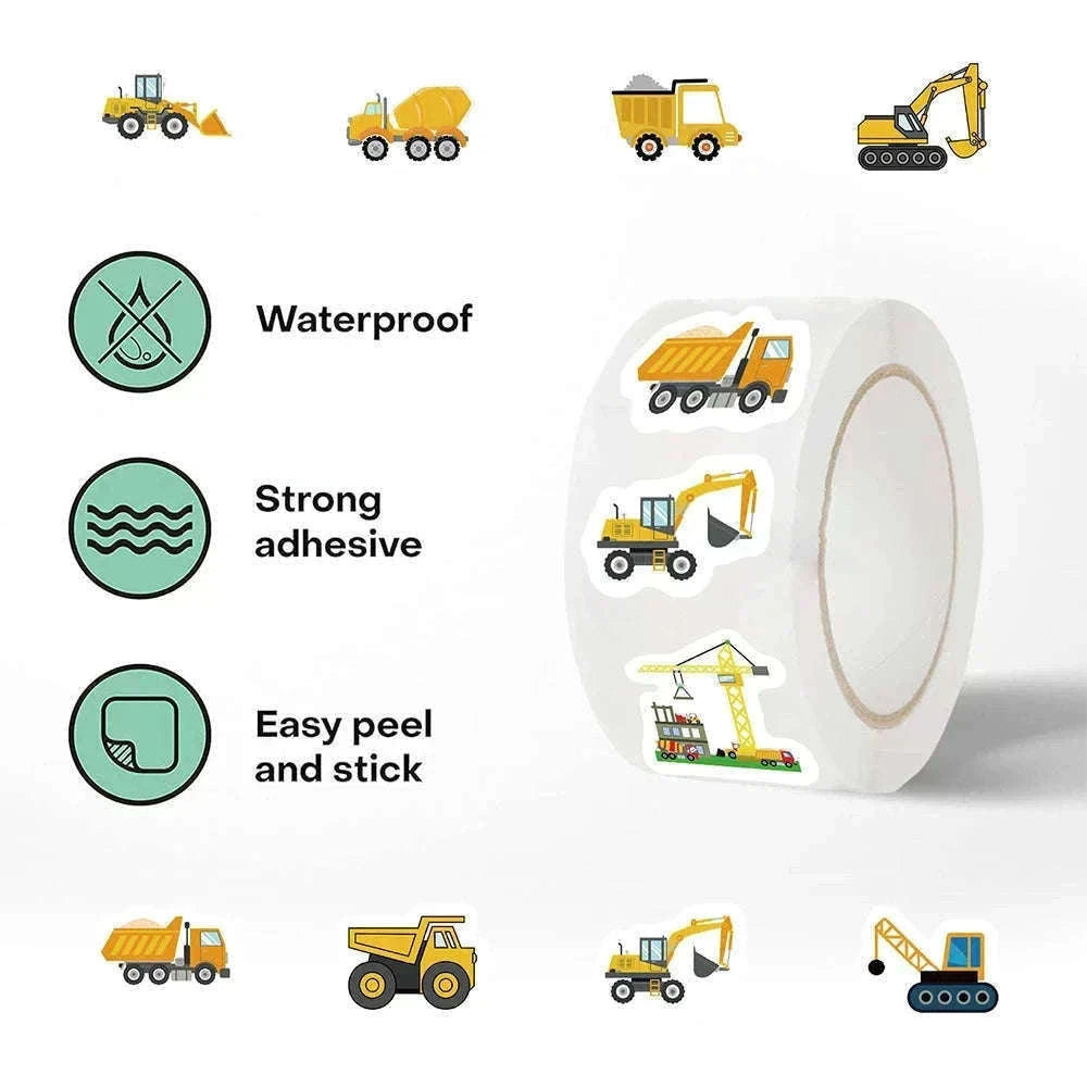 Construction Vehicle Sticker Roll for Kids, 500-Piece-500PCS