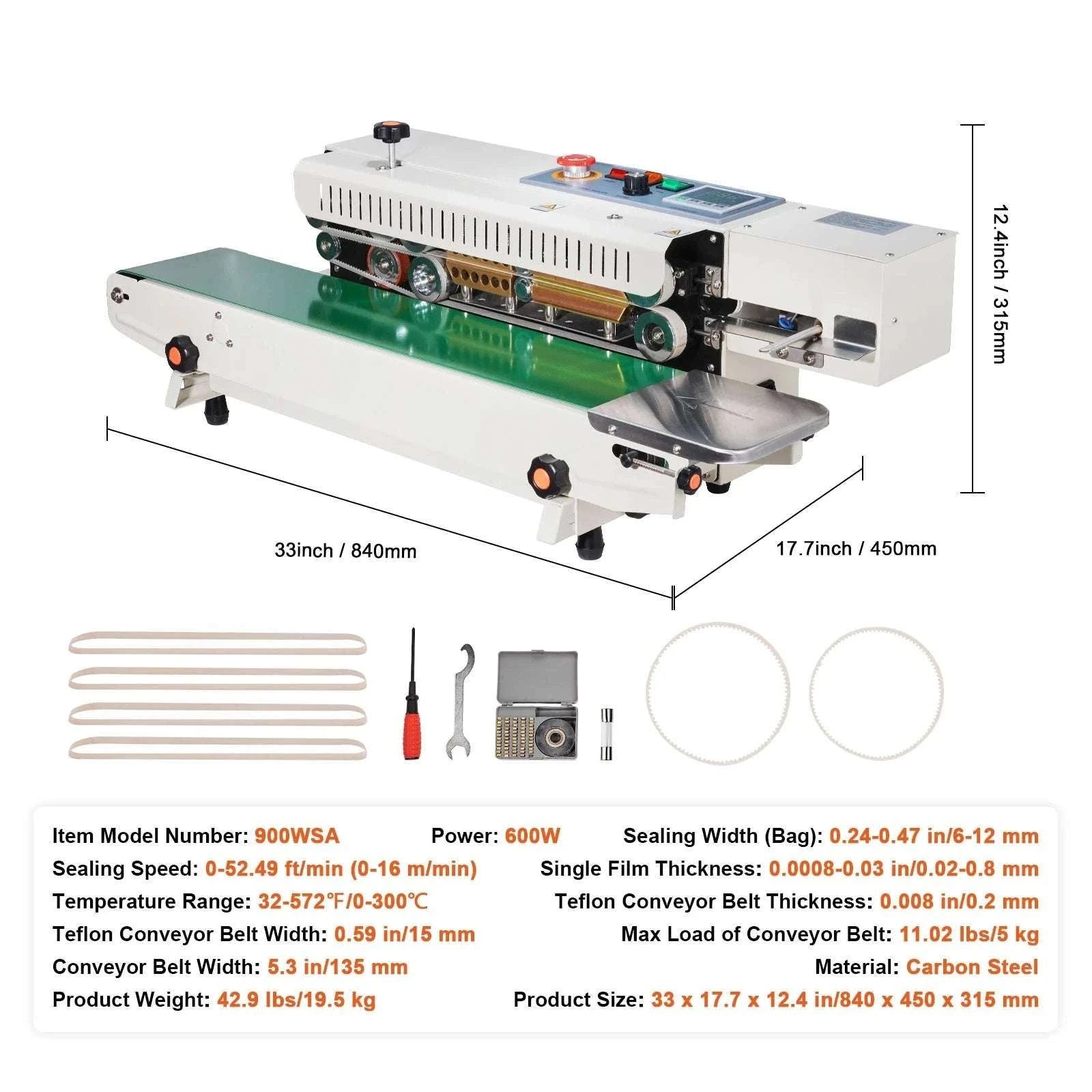 Continuous Band Sealer Machine with Inflation 6–12mm Adjustable-600W / Poland