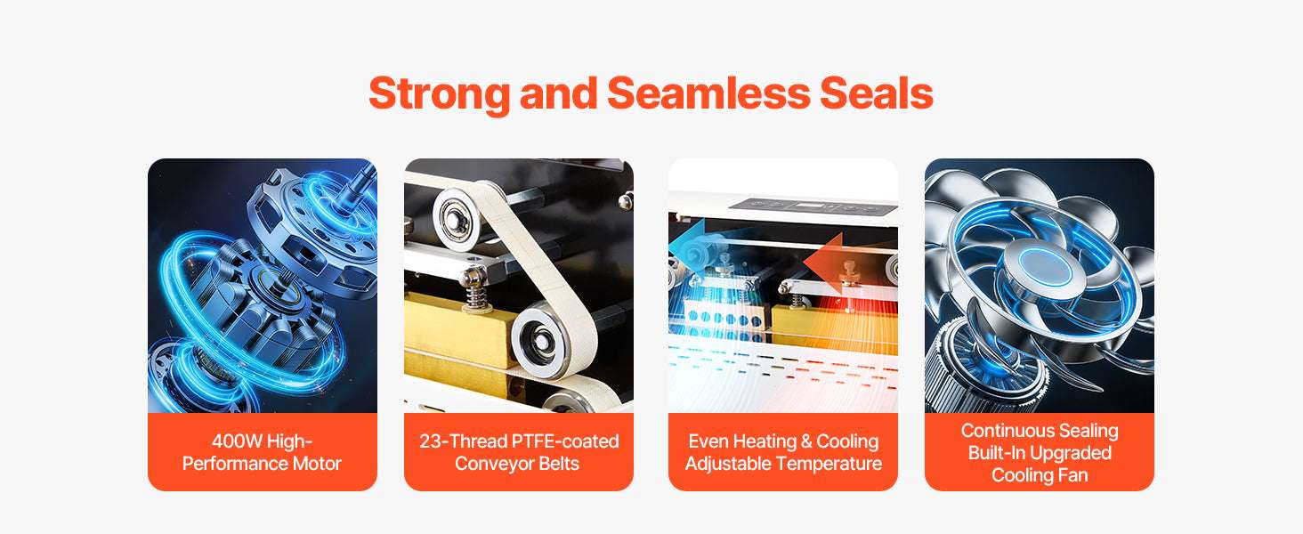Continuous Heat Sealing Machine with Adjustable Temperature Control-WHITE / United States