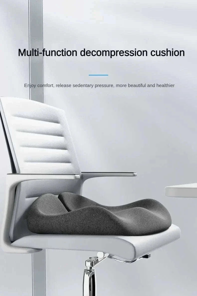 Contoured Memory Foam Seating Pad for Pressure Relief-Light Gray