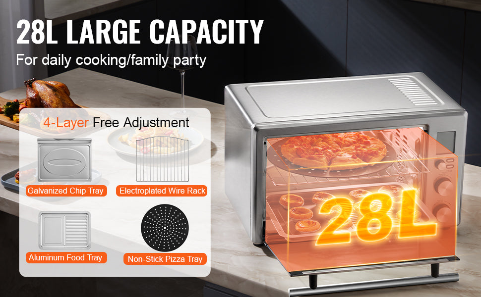 10-in-1 Convection Oven 28L Countertop Oven with Rotisserie