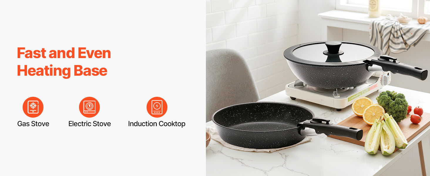 17-Piece Nonstick Cookware Set with Detachable Handles