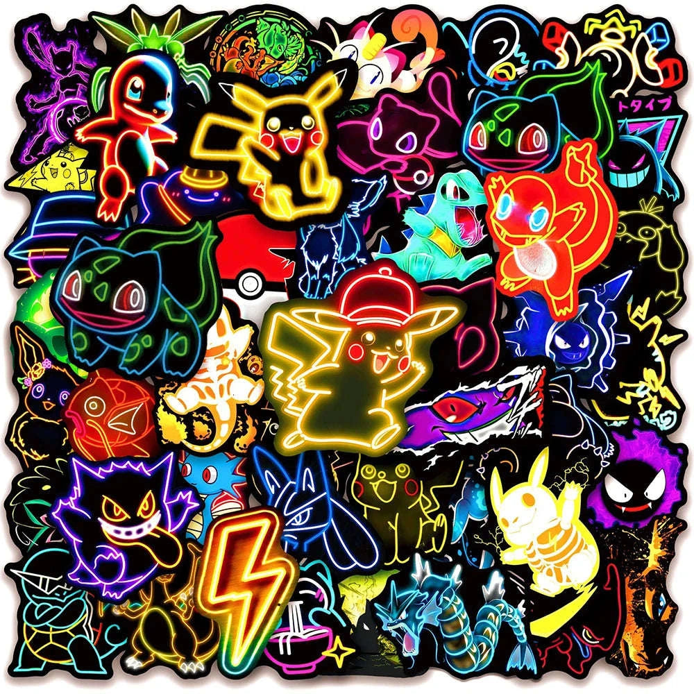 Cool Anime Neon Pokemon Stickers Pack-30PCS