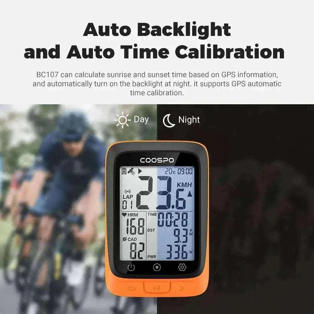 COOSPO BC107 Wireless GPS Bike Computer with Sensor Support-BC26-B