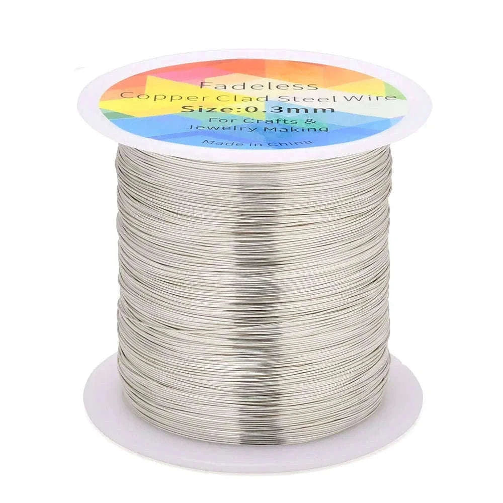Copper Clad Steel Wire for Sculpting, Craft and Jewelry-0.4mm 100m / dull silver / China Mainland