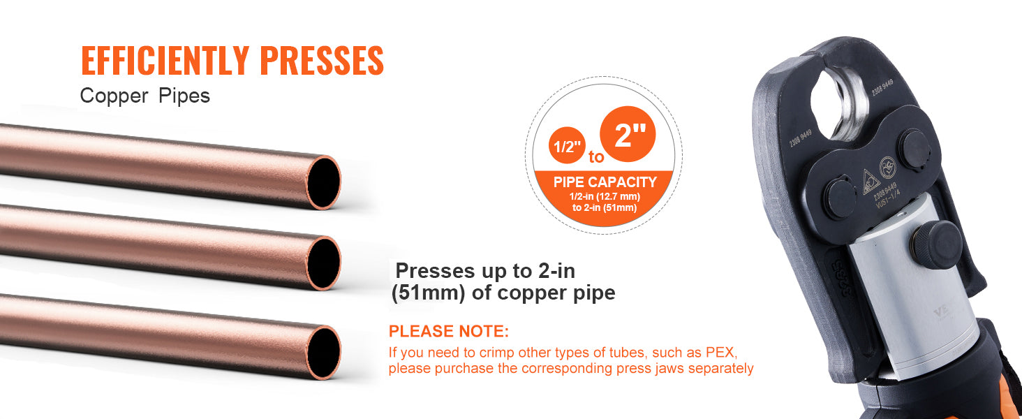 SucceBuy Pro Press Tool 18V Electric Pipe For 1/2 to 2inch Stainless Steel 6 Press Jaws 2PCS Battery Fast Charger Carrying Case