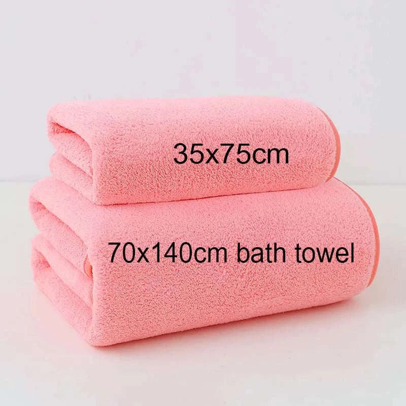Coral Fleece Towel Set, Soft Absorbent Bath and Face Towels-1pc 35x75cm Towel / Pink / United States