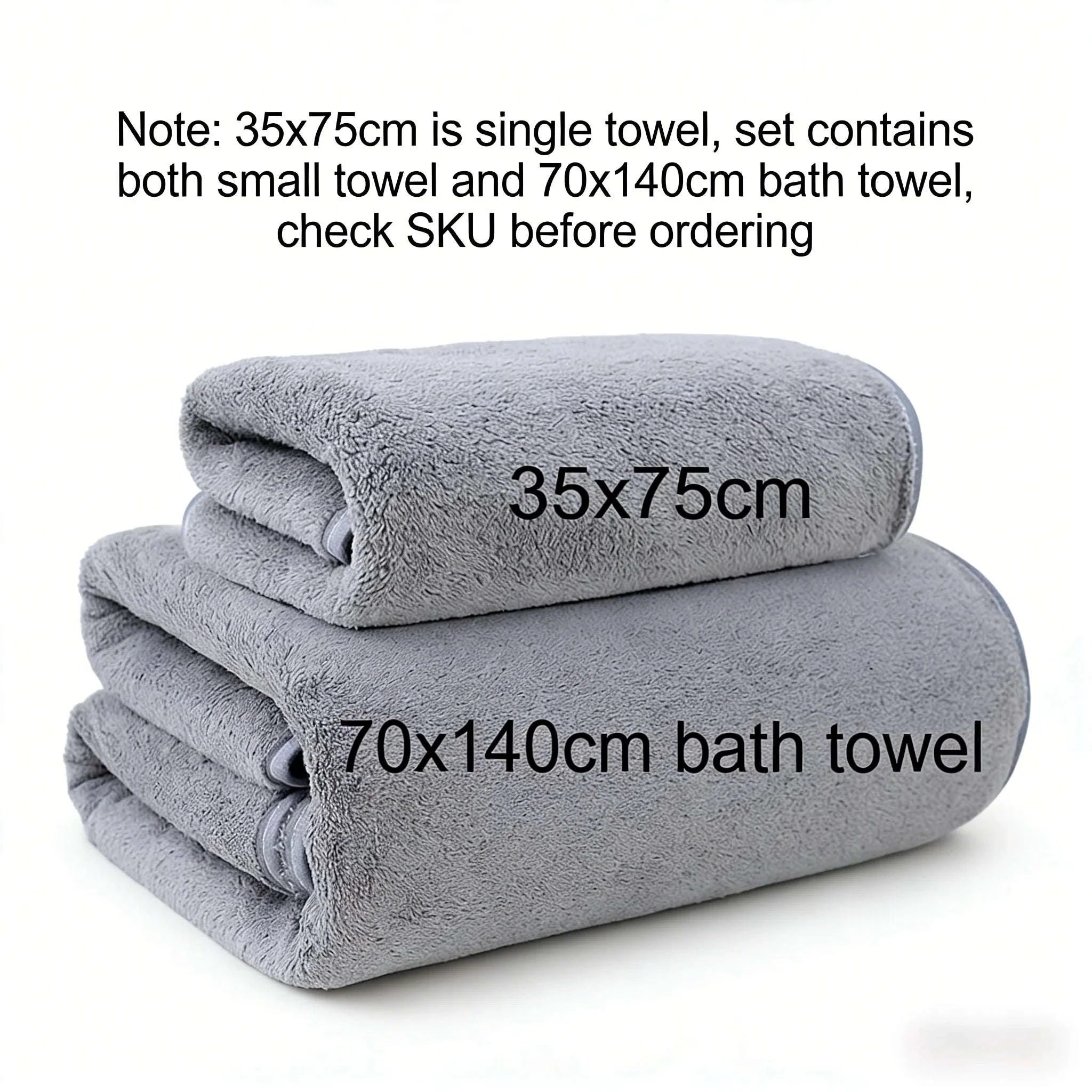 Coral Fleece Towel Set, Soft Absorbent Bath and Face Towels-1pc 35x75cm Towel / Pink / United States