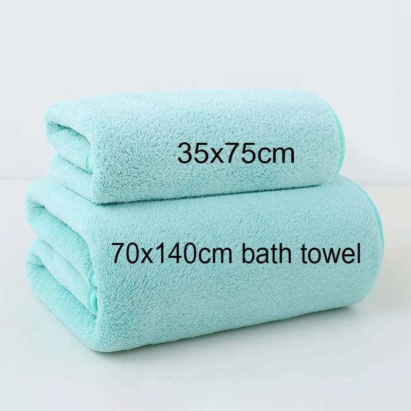 Coral Fleece Towel Set, Soft Absorbent Bath and Face Towels-1pc 35x75cm Towel / Pink / United States
