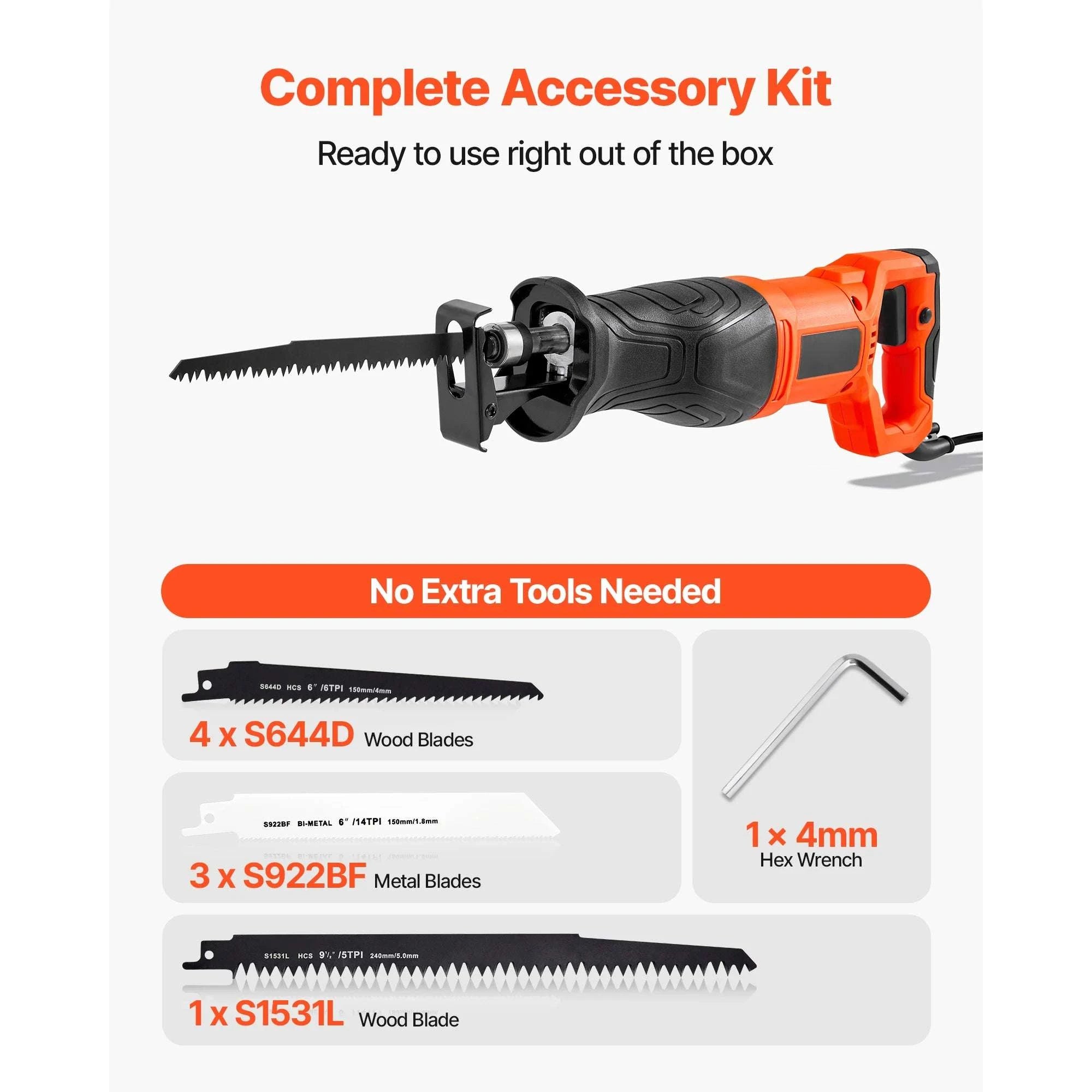 Corded Reciprocating Saw 7.5 Amp 2800 SPM Variable Speed Kit-Cordless 3000spm B / United States