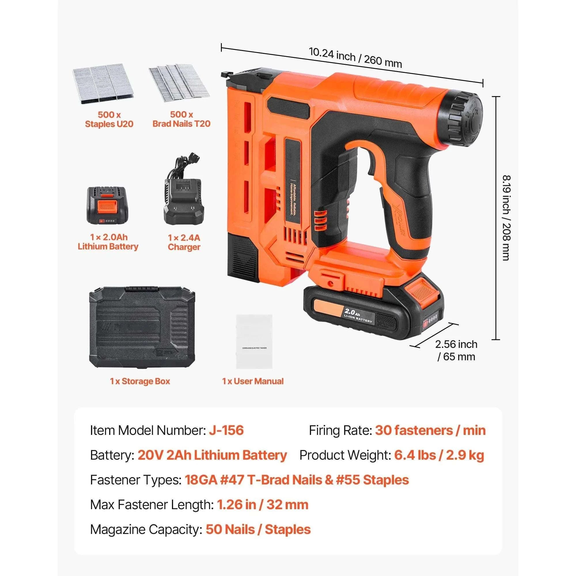 Cordless 2-in-1 Brad Nailer & Staple Gun with Battery-TypeB / United States