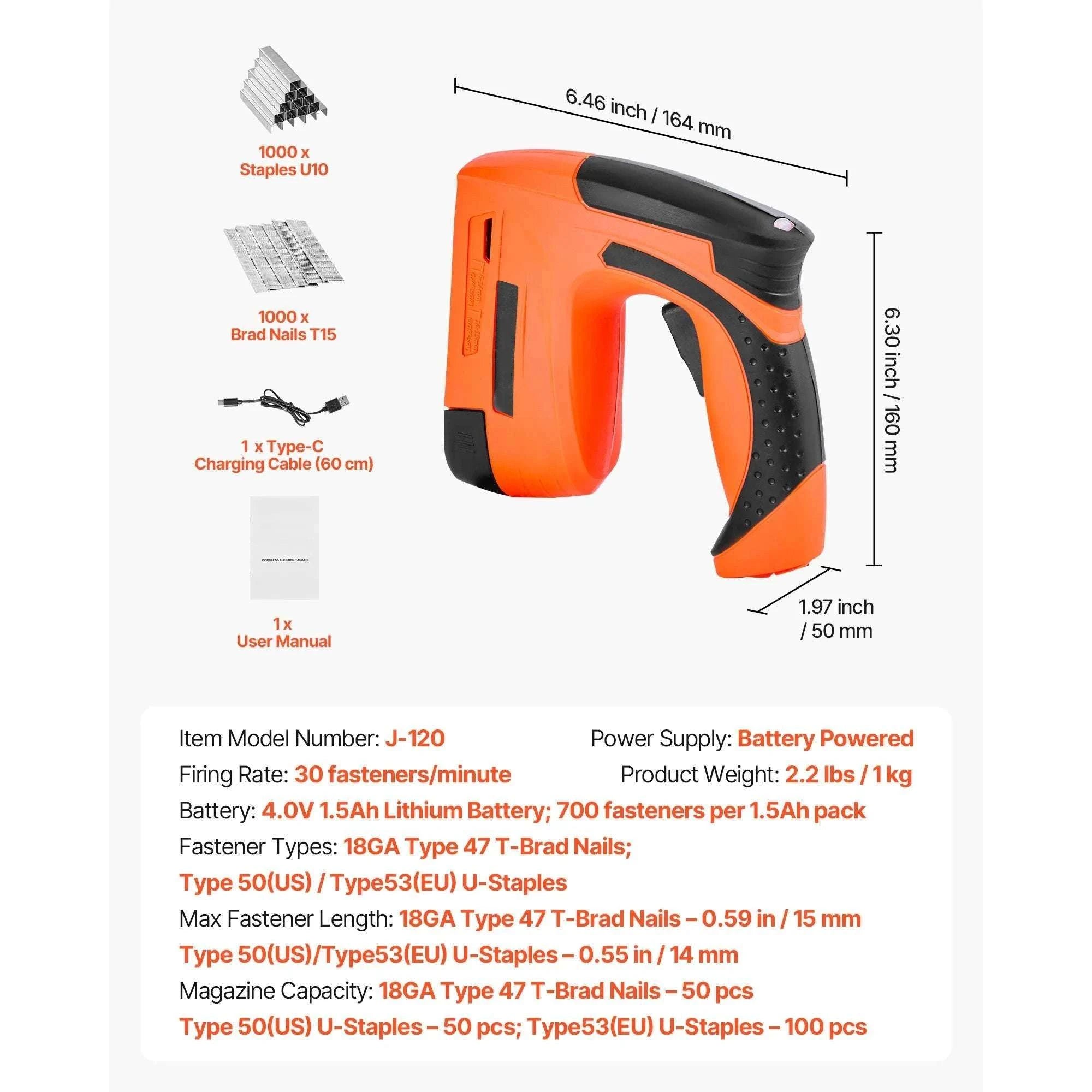 Cordless 2-in-1 Brad Nailer & Staple Gun with Battery-TypeB / United States
