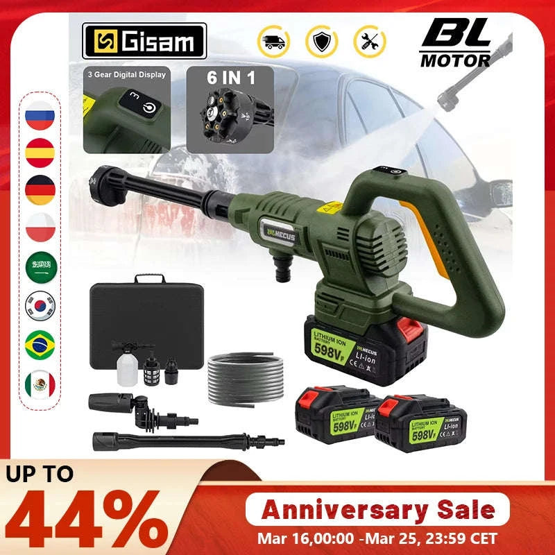 Cordless 200Bar High Pressure Washer Gun with Digital Display-No Battery No Plug / spain