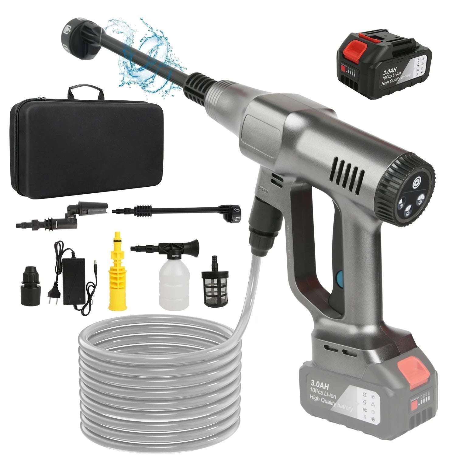 Cordless 200Bar High Pressure Washer with 6-in-1 Nozzle-1 pc battery / EU / france|Electric