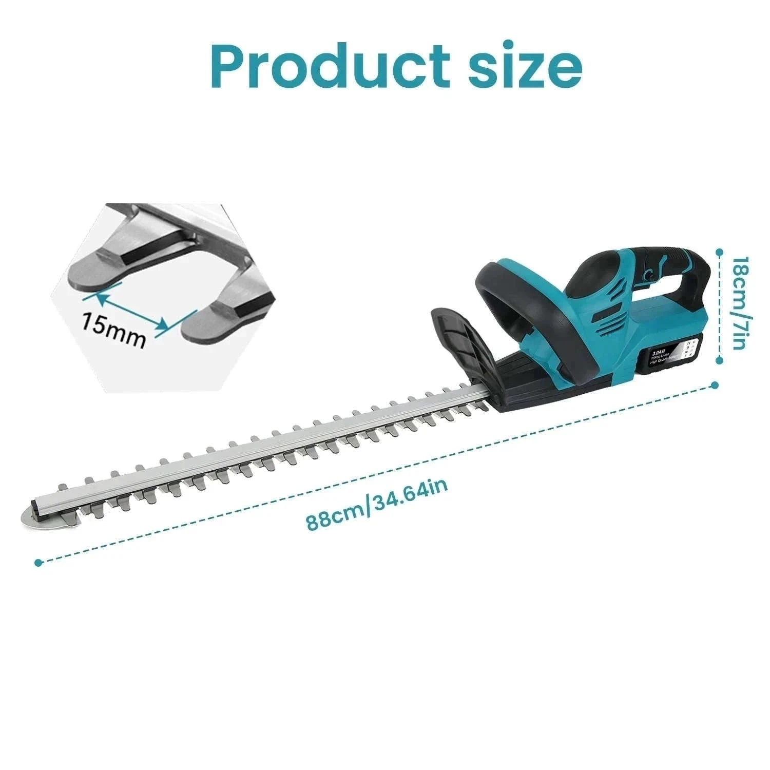 Cordless 21V Hedge Trimmer 520mm Brushless Garden Shear Tool-2 pcs batteries / france