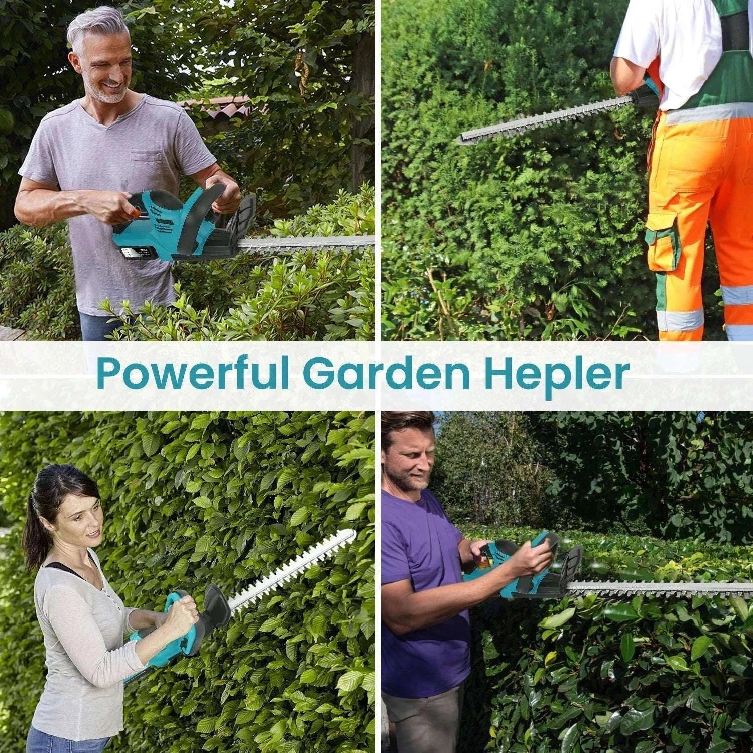 Cordless 21V Hedge Trimmer 520mm Brushless Garden Shear Tool-2 pcs batteries / france