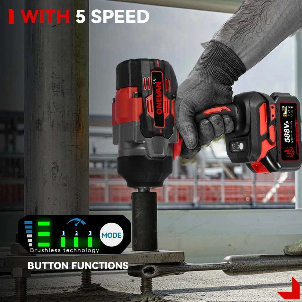 Cordless 2800N.M Impact Wrench 8000RPM Brushless 18V Power Tool-1xBattery Set / GERMANY / EU