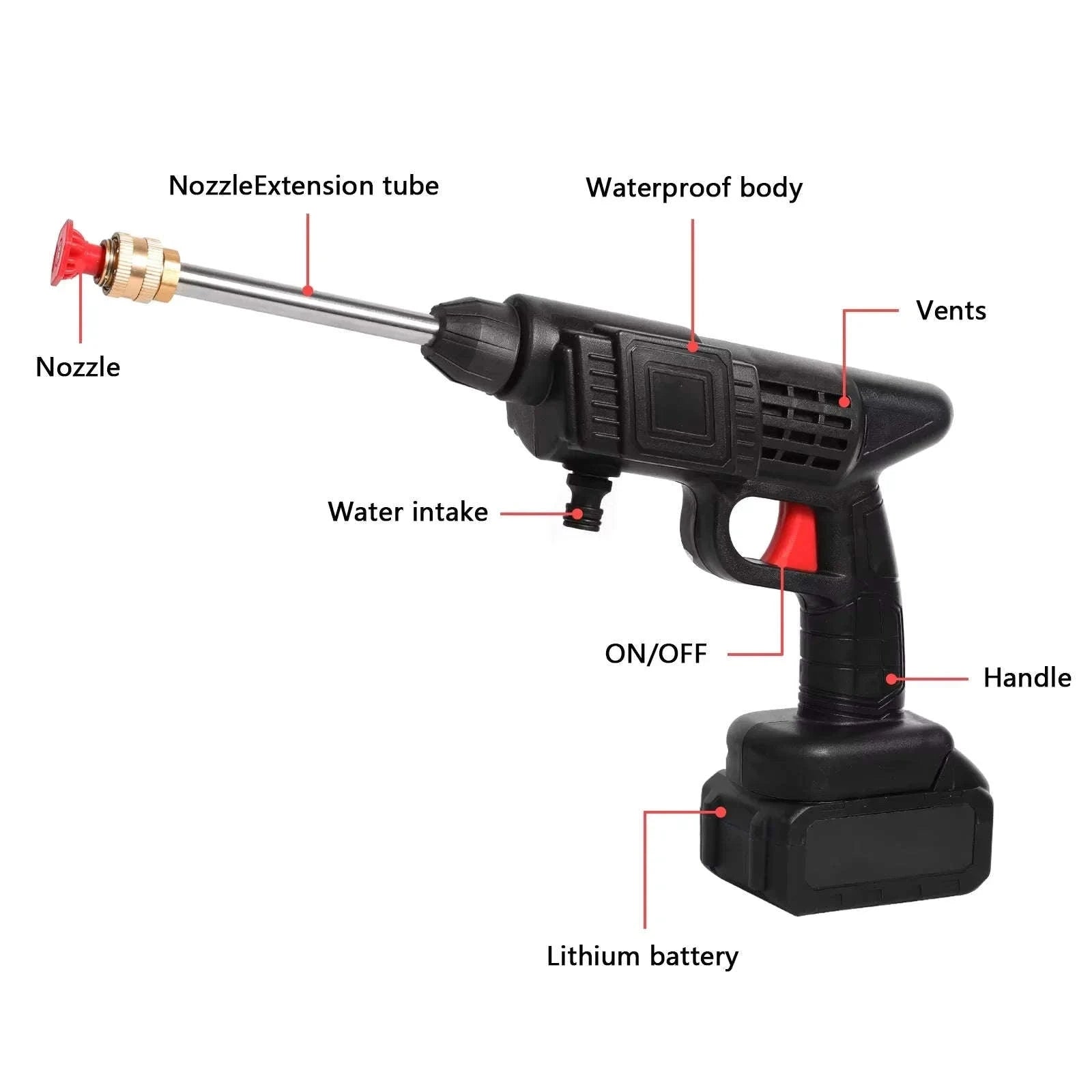 Cordless 50Bar High Pressure Washer for Makita 24V Battery-With 1 battery (Style 2) / france