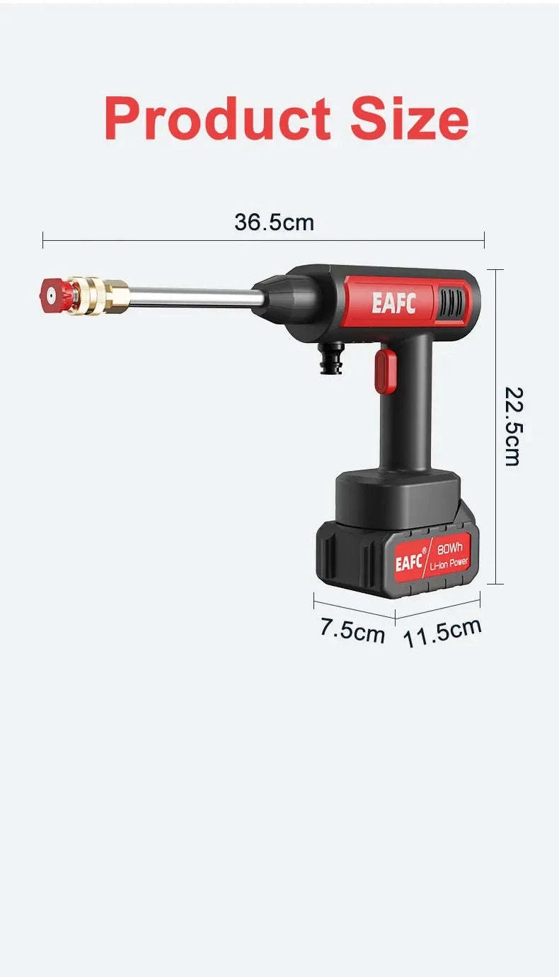 Cordless 60Bar Electric Car Wash Gun with Foam Generator-80Wh / Battery Powered / spain