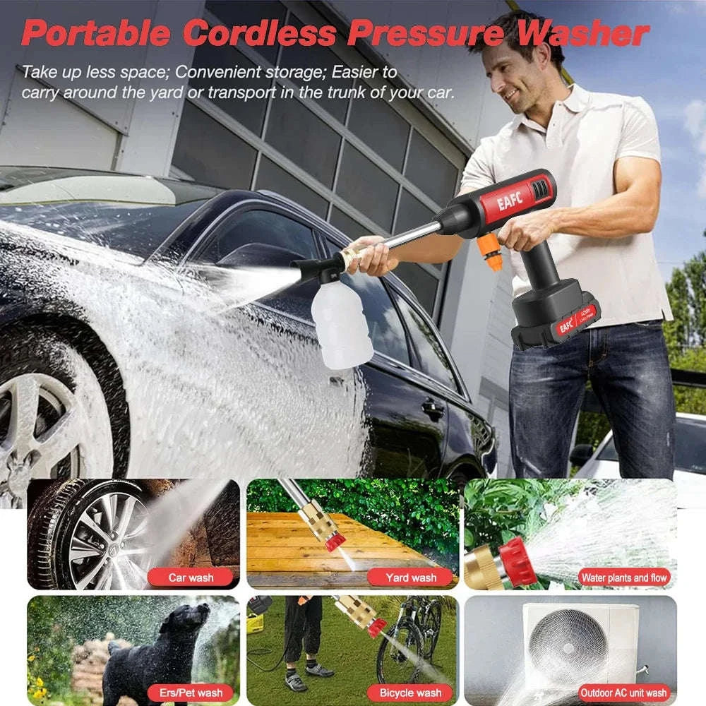 Cordless 60Bar Electric Car Wash Gun with Foam Generator-80Wh / Battery Powered / spain