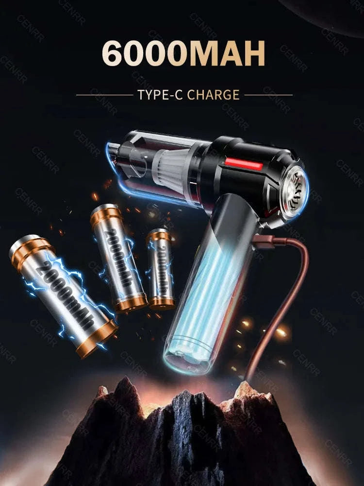 Cordless Car Vacuum Cleaner with Blower, USB-C Rechargeable Handheld-MAX Black 4hepa