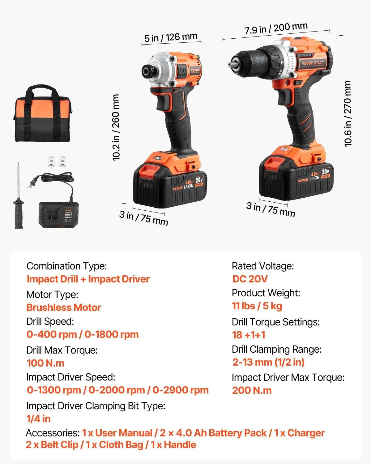 Cordless Drill & Impact Driver Combo Kit with Batteries and Charger-2pcs 12V A / United States