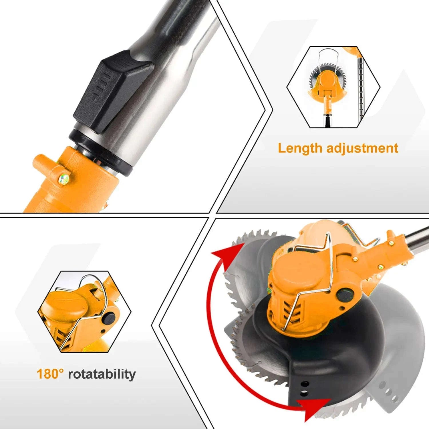 Cordless Electric Grass Trimmer with Adjustable Shaft & 3 Blade Types-Red 2pcs batteries / EU / france