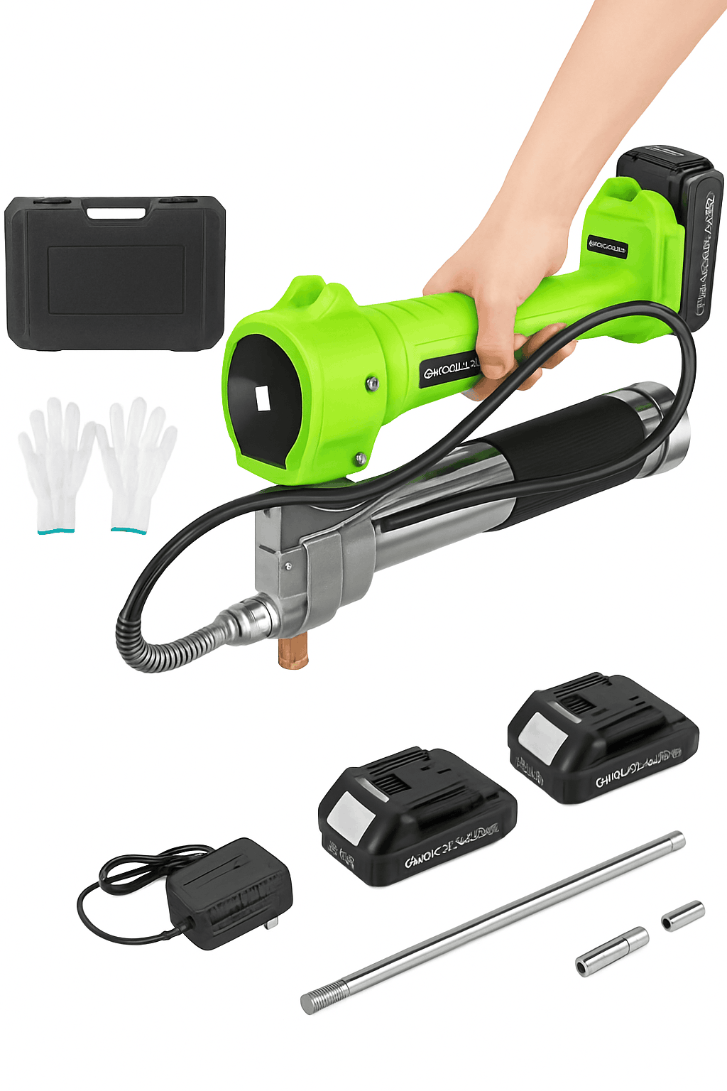 Cordless Electric Grease Gun Kit, 10,000 PSI with 39.4" Hose-with 1X2.0Ah battery / United States