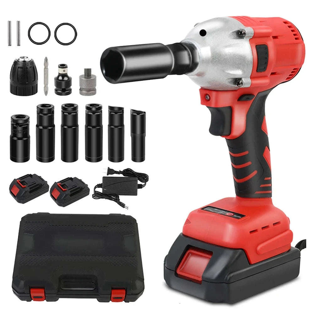 Cordless Electric Impact Wrench Set 1000Nm 21V with 2 Batteries-Two Battery / United States / US