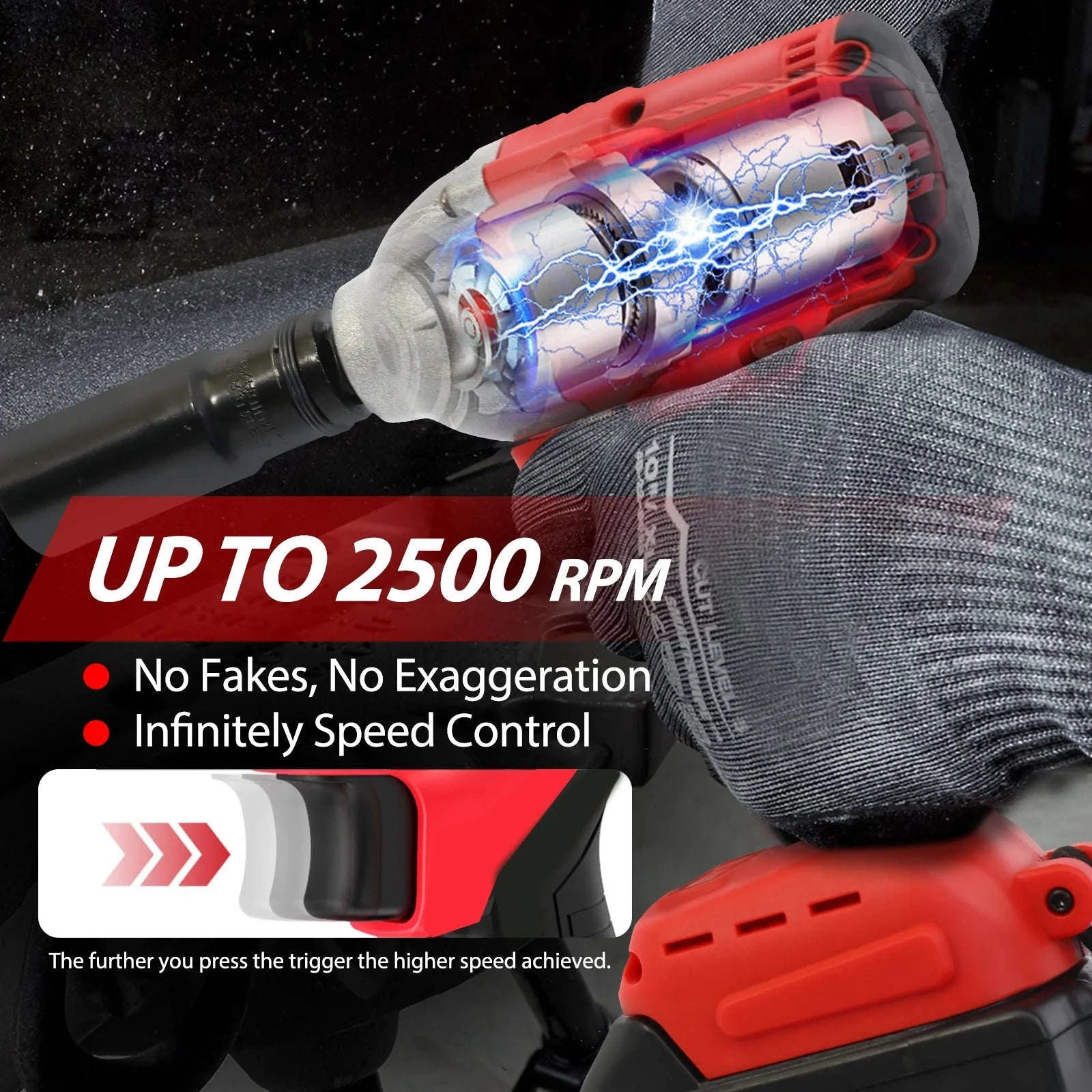 Cordless Electric Impact Wrench Set 1000Nm 21V with 2 Batteries-Two Battery / United States / US