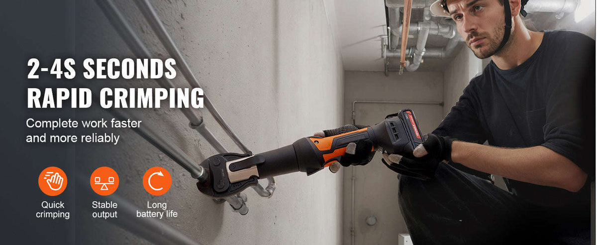 Cordless Electric Pipe Crimping Tool Kit with 2 Batteries and Jaws-Poland