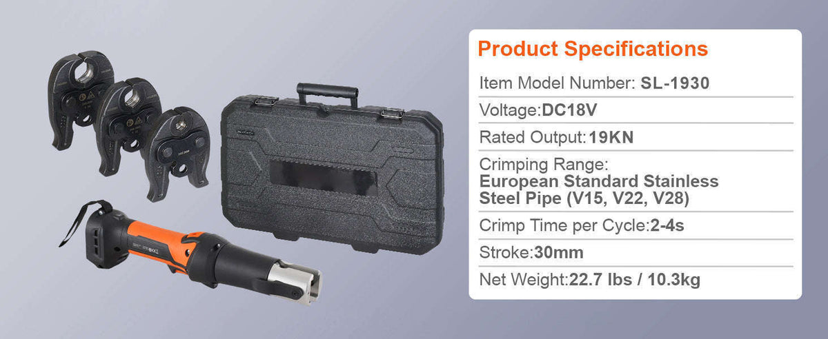 Cordless Electric Pipe Crimping Tool Kit with 2 Batteries and Jaws-Poland