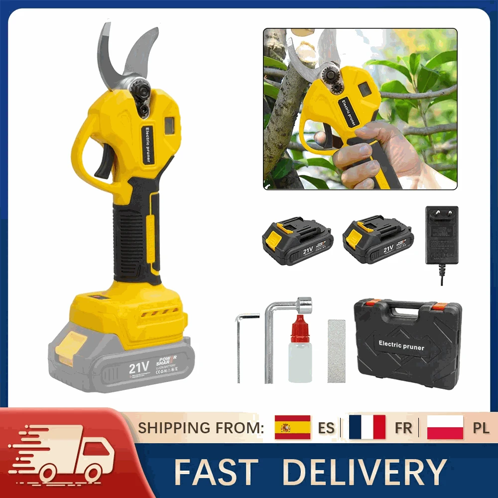 Cordless Electric Pruning Shears 30mm–40mm Brushless Cutter-40mm-1 pc battery / EU / france