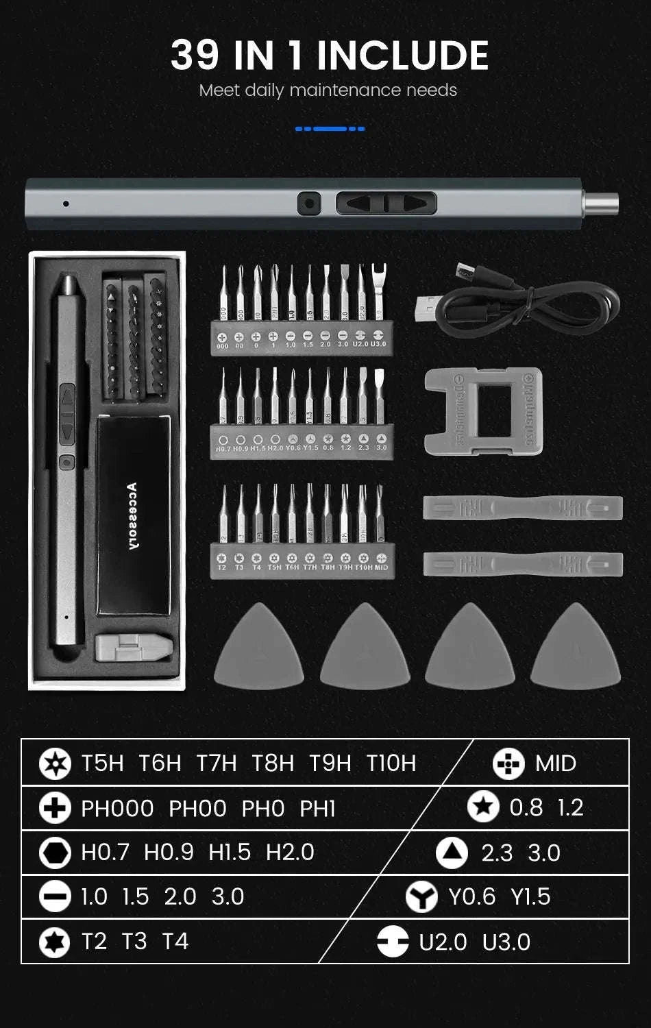 Cordless Electric Screwdriver Set for Precision Repairs-12 in 1