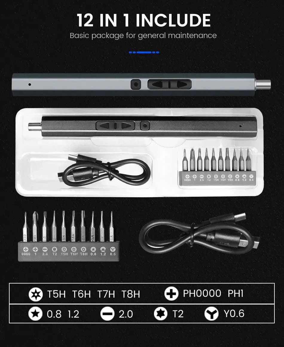 Cordless Electric Screwdriver Set – Precision Power Tool Kit-12 in 1