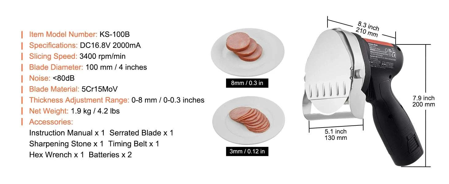 Cordless Electric Shawarma Knife 100mm Stainless Steel Gyro Cutter-Flat surface / CZECH REPUBLIC