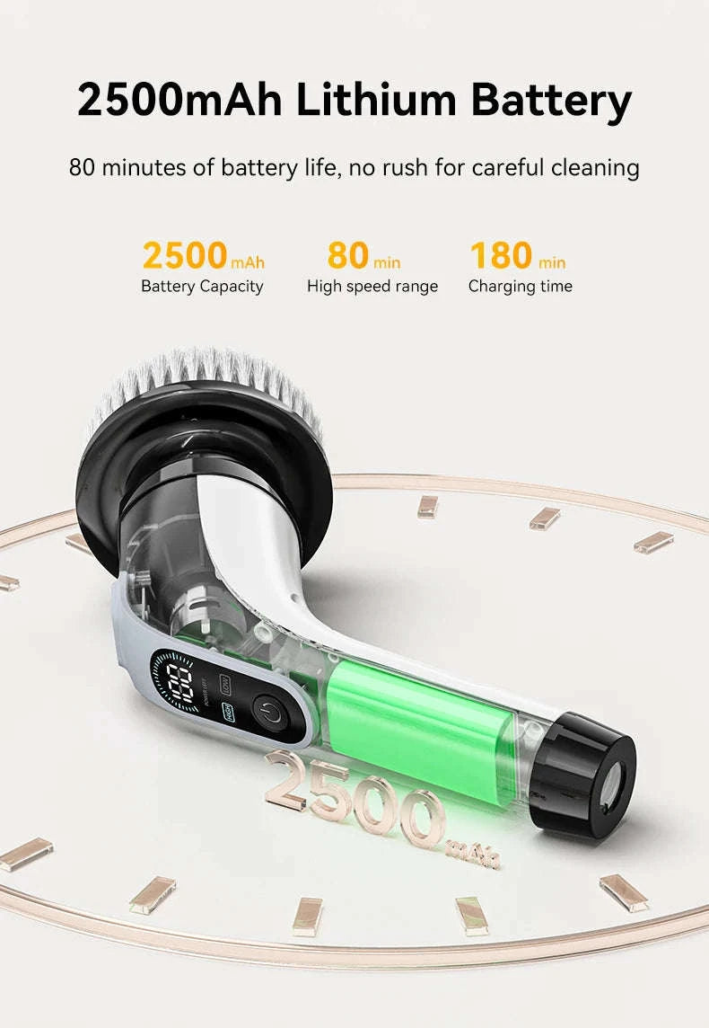 Cordless Electric Spin Scrubber 7-in-1-GRAY
