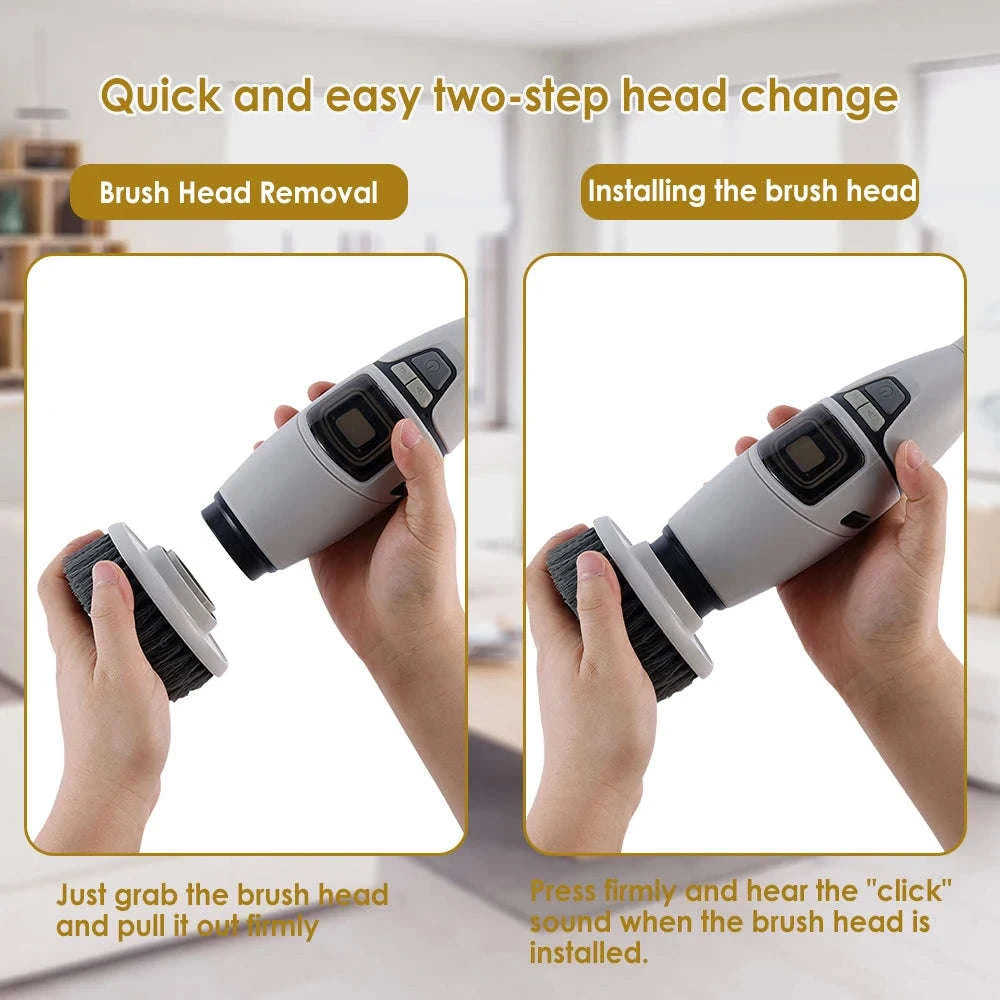 Cordless Electric Spin Scrubber with 10 Brush Heads & Extension Handle-GRAY / france