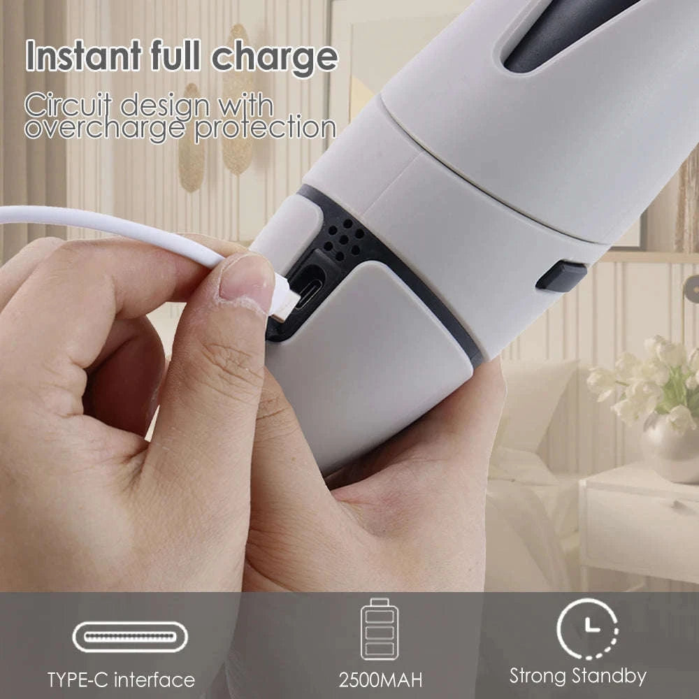 Cordless Electric Spin Scrubber with 10 Brush Heads & Extension Handle-GRAY / france