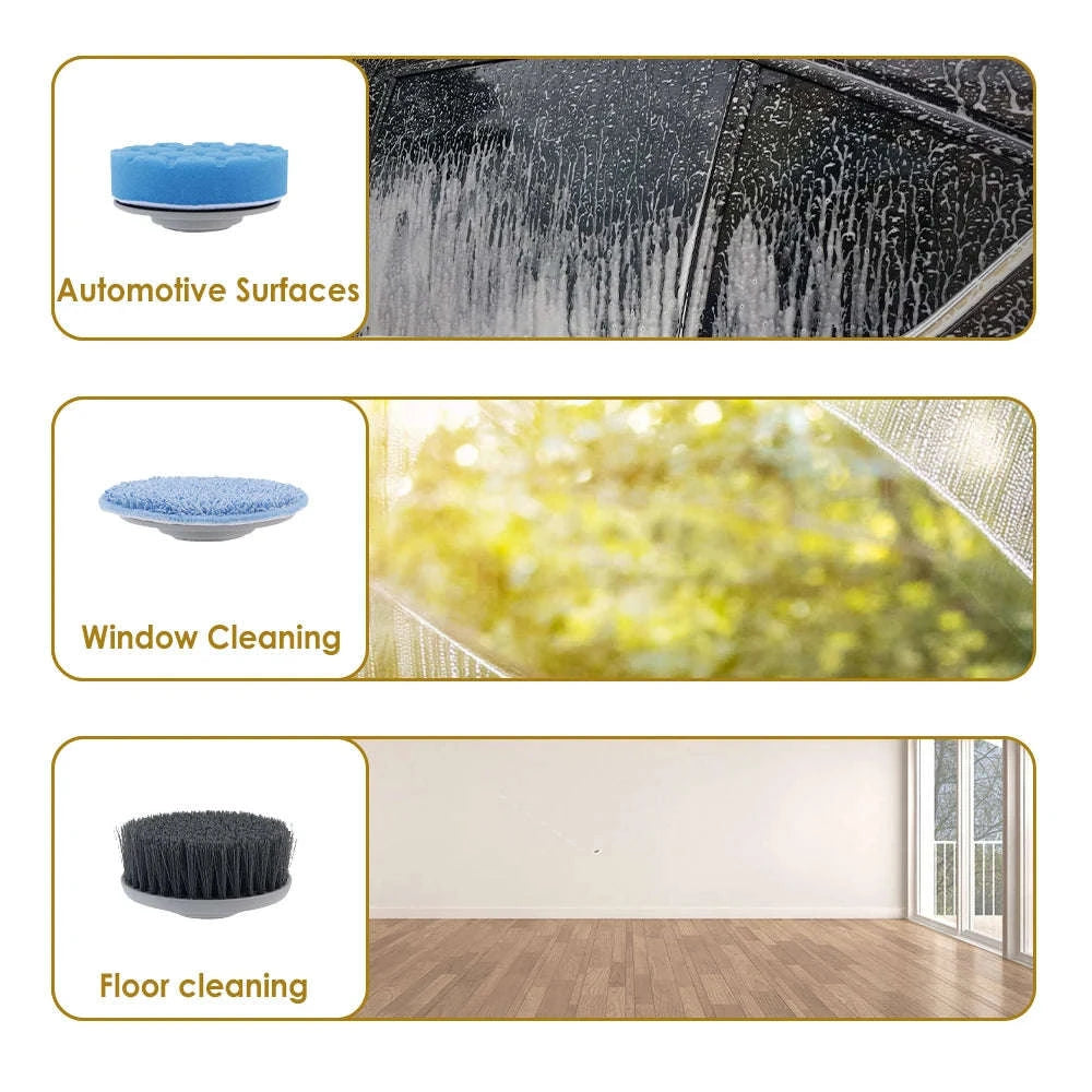 Cordless Electric Spin Scrubber with 10 Brush Heads & Extension Handle-GRAY / france